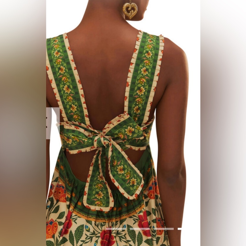 FARM Rio Floral Maxi Dress in Green, Red, Orange - RARE - Picture 6 of 16